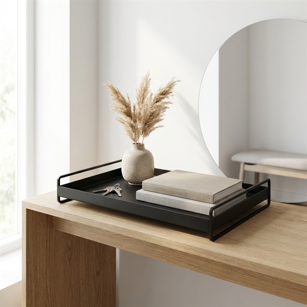 Como bakke i metal - Trico Tray med håndtag - SORT