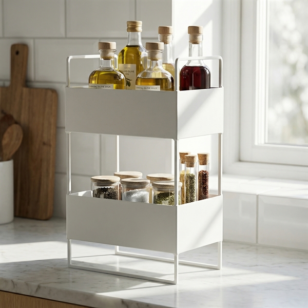 Dobbeltdækkerhylde i hvid fra Como - til opbevaring