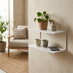 Elegant Hvid dobbelthylde i metal - 40 CM bred