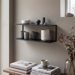 Stor dobbelthylde i pulverlakeret sort metal - 60 cm bred