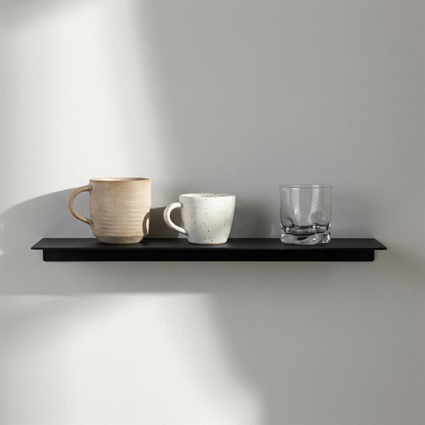 Hylde 50 x 10 cm - Sort pulverlakeret metal