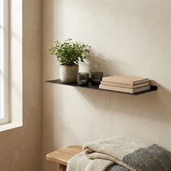 Pulverlakeret Como Hylde 50 x 15 cm - Sort metal