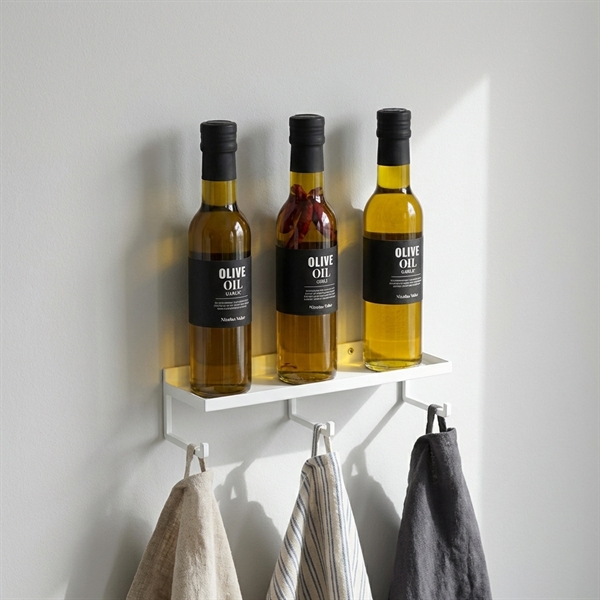 Como Hylde med knager - Hvid - 30cm