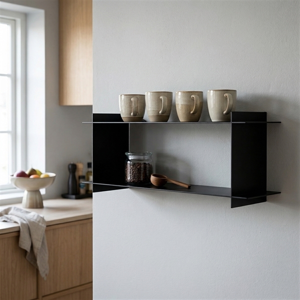 Sort metalhylde | Como Niveau Dobbelthylde - Boxdelux