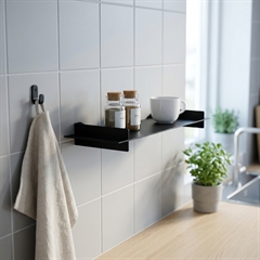 Como Sort Metalhylde 50 cm | Smal Væghylde - Boxdelux