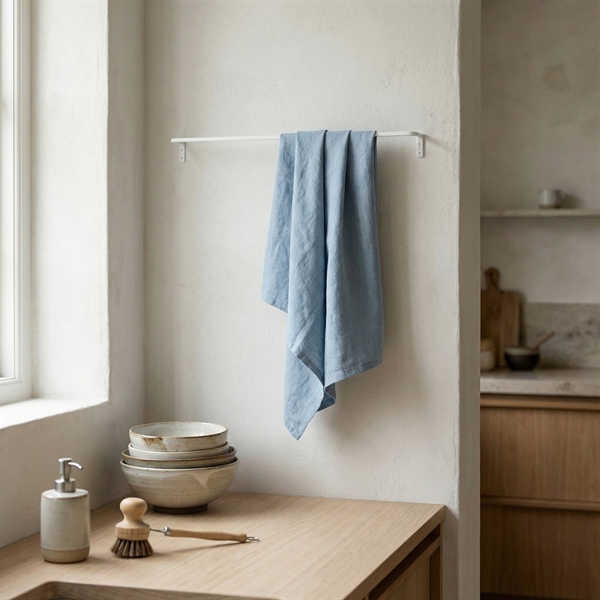 Holder til viskestykker - 50 cm bred - Hvid metal