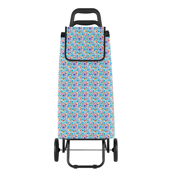 Trolley/Indkøbsvogn med smukt blå blomsterprint