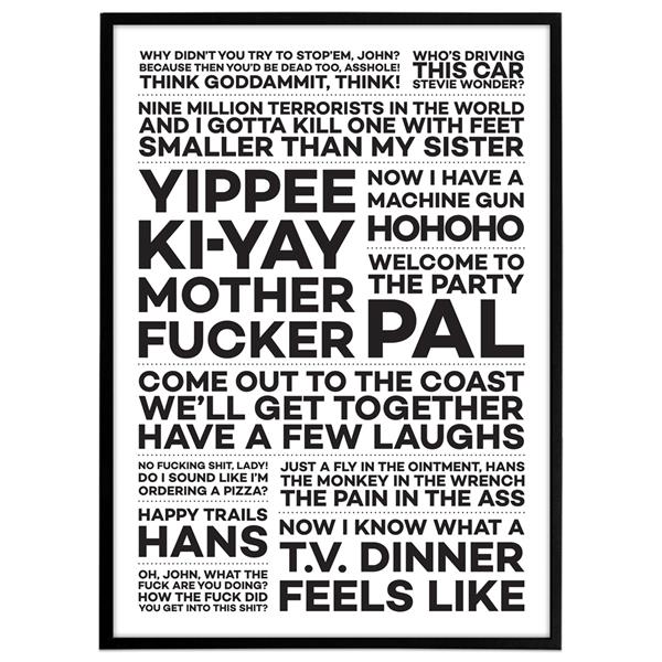 Plakat "Die Hard" sort/hvid. Vælg str.