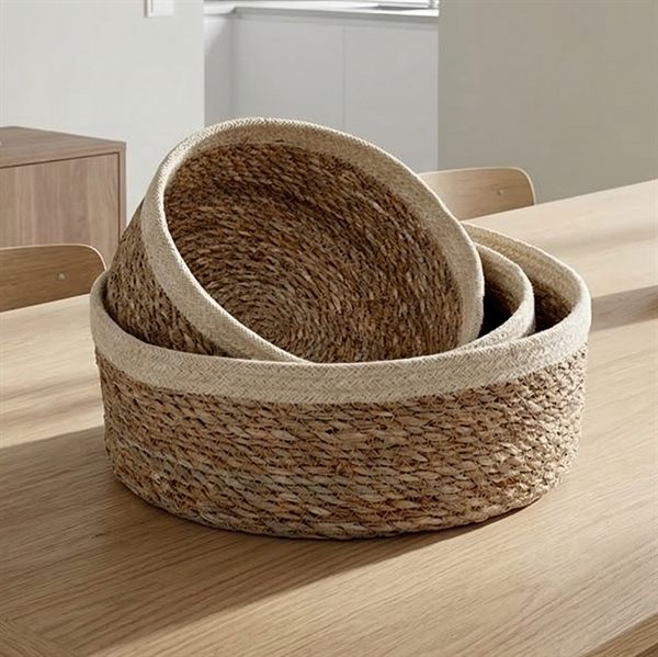 Dixie brødkurve i søgræs med hvid kant - Sæt med 3 stk.