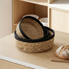 Dixie brødkurve i søgræs med sort kant - Sæt med 3 stk.