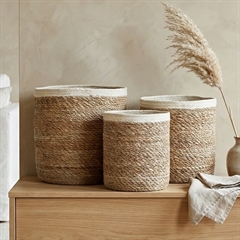 Minikurve i søgræs med hvid kant - Sæt med 3 stk.