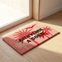 Dørmåtte i kokos fra Derrière la Porte - Lyserød, Bienvenue 40x70 cm