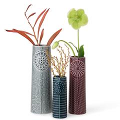 pipanella gaveæske med tre vaser i porcelæn