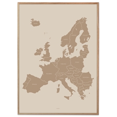 Plakat over europa i mocca farve