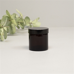 Amber Glaskrukke med sort låg - XS - 60ml