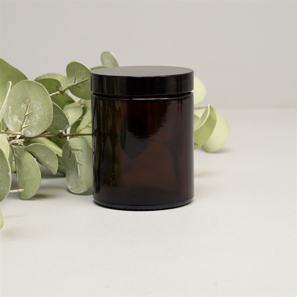 Amber Glaskrukke med sort låg - MEDIUM - 175ml