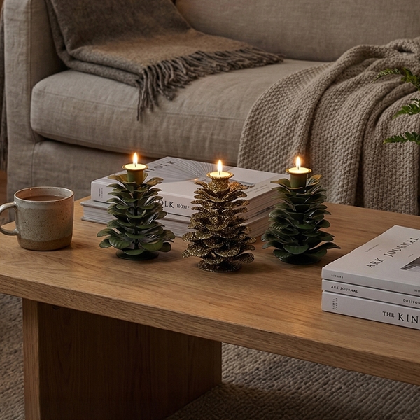 Hoff Lysestager i metal - Grantræer, Pine