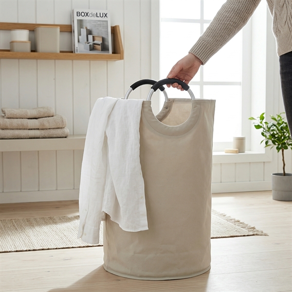 Kanvas vasketøjspose med håndtag - Beige