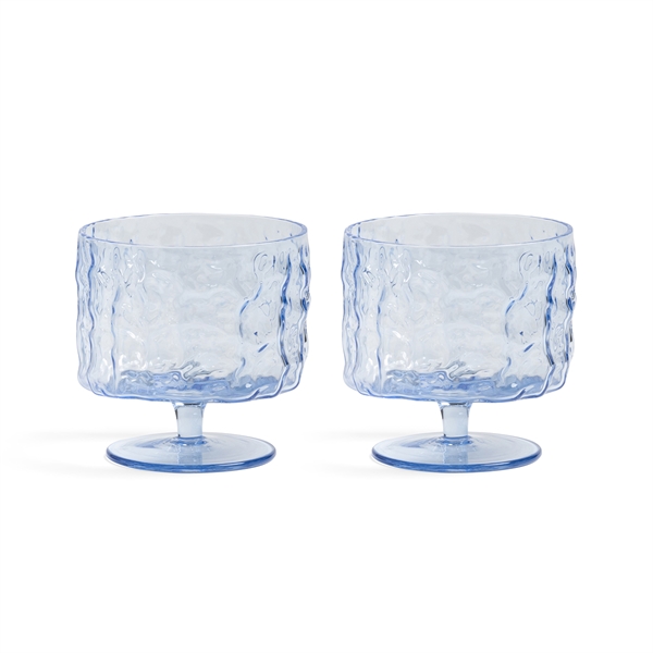 Klevering glas - Coupe glas i blå, 2 stk