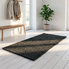 Kludetæppe i Læder. Sort. 70x140