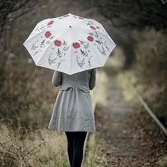 Flora danica paraply i hvid og rød