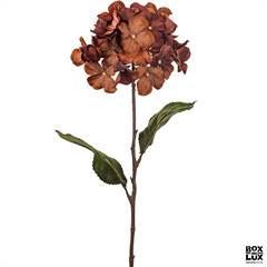 Kunstig blomst på stilk - Hortensia 75 cm. brun