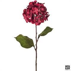 Kunstig blomst på stilk - Hortensia 75 cm. vinrød