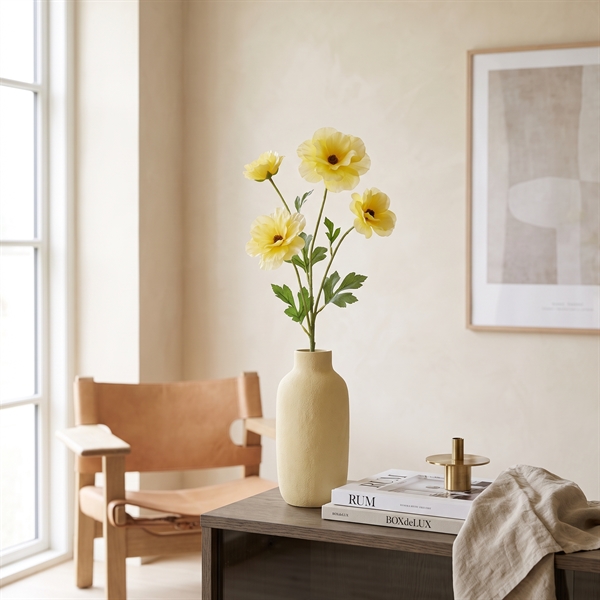 Kunstig Blomst - Japansk Ranunkel, 62 cm. GUL