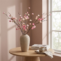 Kunstig Blomst - Kvist med lyserøde blomster, 50 cm
