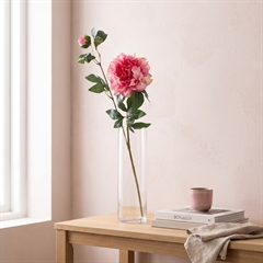 Kunstig Blomst - Pæon med to blomsterhoveder, Pink, 65 cm
