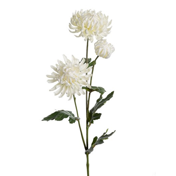 Kunstig Blomst - Chrysanthemum, 60 cm. HVID