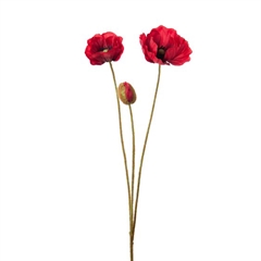 Kunstig Blomst på stilk - Valmue, rød