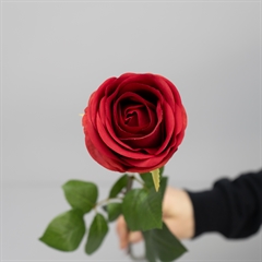 Kunstig Blomst - Rose, langstilket, RØD, 75 cm