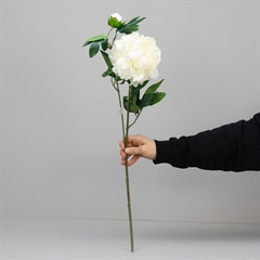 Kunstig Blomst - Pæon med to blomsterhoveder, Hvid, 65 cm