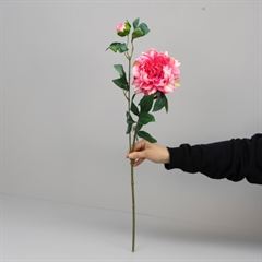 Kunstig Blomst - Pæon med to blomsterhoveder, Pink, 65 cm