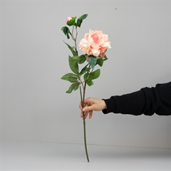 Kunstig Blomst - Pæon med to blomsterhoveder, Rosa, 65 cm