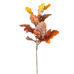 Kunstig Blomst - Kvist med egeblade i efterårsfarver, 65 cm