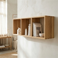 Bogkasse i egetræ med 3 rum