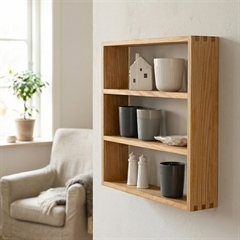 Væghylde med 3 rum i ren egetræ