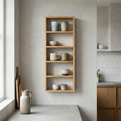 Egetræsreol til kopper og pynt - LAKE Noon 5