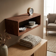 Aflang vægkasse i mørk egetræ - med fingersamlinger