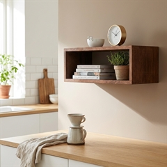 Vægkasse i mørk egetræ aflang