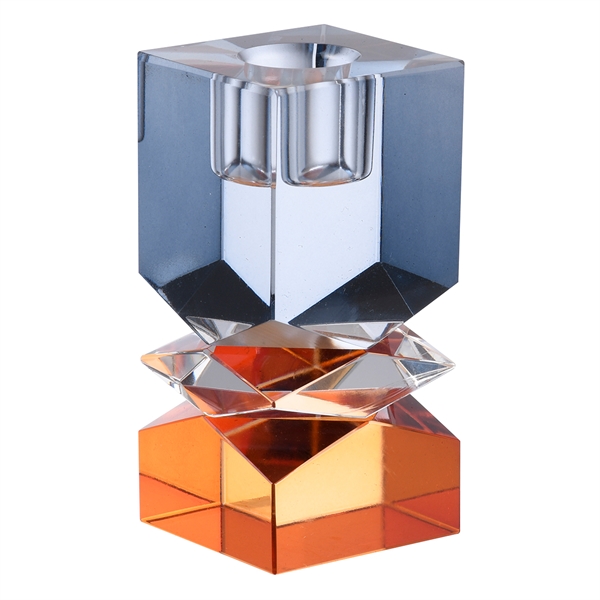 Lauvring lysestage i krystalglas - Treasure - Blå/Orange