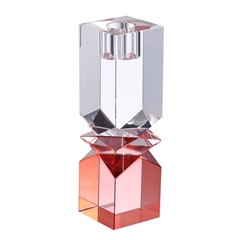 Lauvring lysestage i krystalglas - Treasure Tall - Klar/Rosa