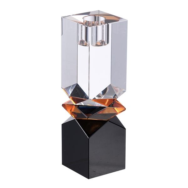 Lauvring lysestage i krystalglas - Treasure Tall - Klar/Sort