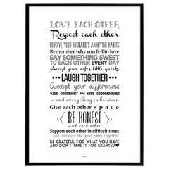 Plakat - Love each other, sort/hvid