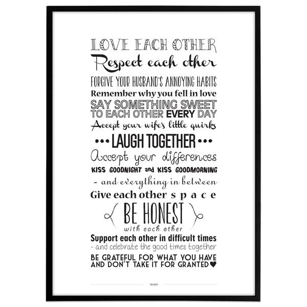 Plakat - Love each other, sort/hvid