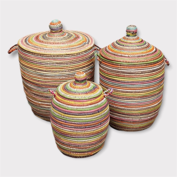 Opbevaringskurve Makena - Multicolor Striber: Sæt med 3 stk