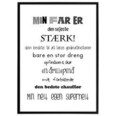 Plakat - "min far er"  - Sort/hvid