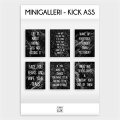 Mini galleri postkort sæt m. 6  kort - Kick ass, version 2
